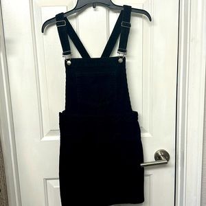 H&M  Divided black corduroy overall mini dress. Size 6